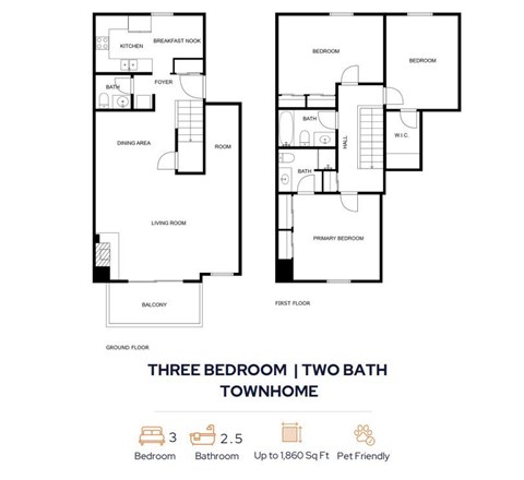 Three Bed 2.5 Bath Floorplan at Trails at Mariemont, Cincinnati, 45227
